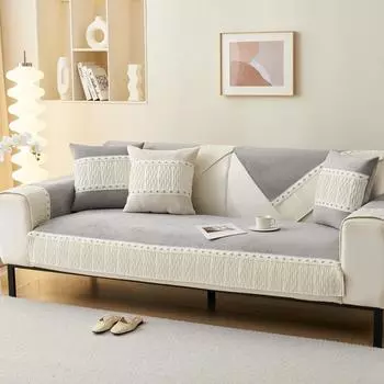 Вельветовая подушка для дивана в кремовом стиле, осенне-зимняя плюшевая нескользящая подушка для сиденья, высококачественный чехол для дивана, ткань для чехла на подушку сиденья 70*70cm