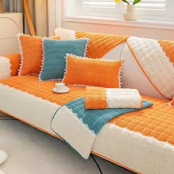 Вельветовая подушка для дивана, зимний нескользящий чехол для дивана, новая современная простая подушка, полное покрытие, тканевый чехол, полотенце 70*70cm