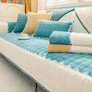 Вельветовая подушка для дивана, зимняя утолщенная флисовая Нескользящая подушка для сиденья, тканевый чехол для дивана, ткань 70*70