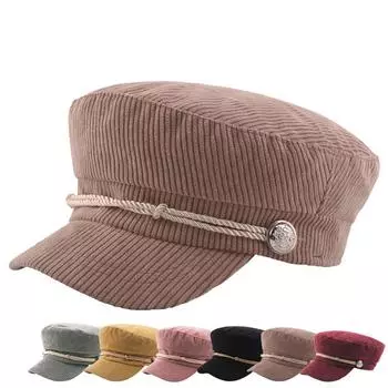 Вельветовая полосатая плоская кепка, осенне-зимняя однотонная армейская кепка, военные кепки, плоские шапки, кепка капитана хаки
