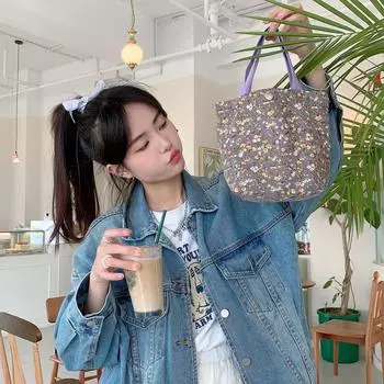 Вельветовая ретро-милая ручная сумка для работы, переносная сумка для бенто, студенческая сумка для ланча