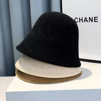 Вельветовая шляпа рыбака для детей, осень и зима 2024, новая универсальная японская шляпа-ведро, простая, закрывающая лицо, шляпа для бассейна Adjustable чёрный