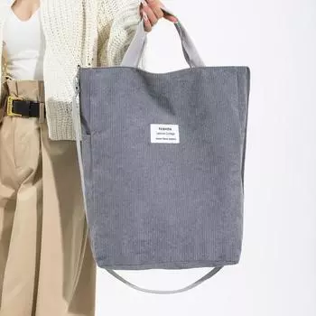 Вельветовая сумка большой емкости 2024 года, новая модная свежая простая бархатная литературная и досуговая студенческая сумка на одно плечо для женщин чёрный