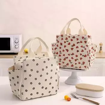Вельветовая сумка для ланча, термоизоляционная сумка для хранения ланч-боксов, многофункциональная детская школьная сумка для ланча, сумка для пикника A