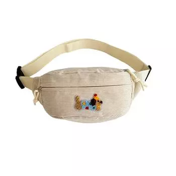 Вельветовая сумка на грудь женская мультяшная спортивная поясная сумка сумка через плечо белый