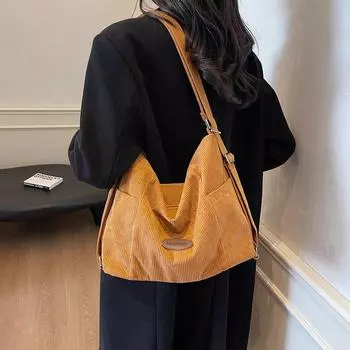 Вельветовая сумка-тоут большой емкости с тремя плечами, женская однотонная сумка-рюкзак серый