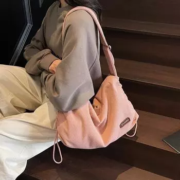 Вельветовая сумка-тоут женская большая вместительная сумка через плечо сумка через плечо сумка подмышкой хаки