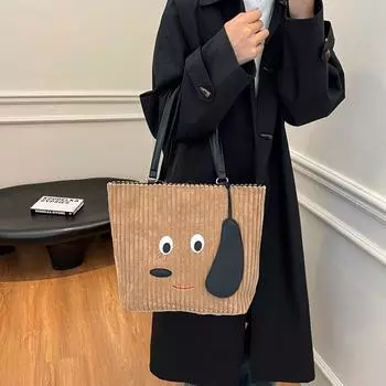 Вельветовая сумка-тоут женская сумка через плечо большая вместимость многофункциональный рюкзак чёрный