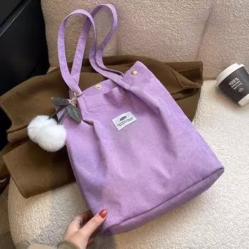 Вельветовая сумка Японская сумка через плечо Harajuku Женская школьная сумка для покупок