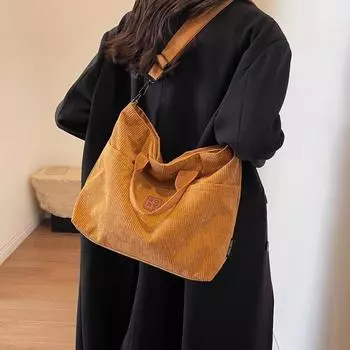 Вельветовая сумка Женская большая сумка Сумка-ведро Сумка через плечо через плечо чёрный