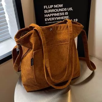 Вельветовая сумка женская большая вместимость 2024 новая осенняя универсальная сумка через плечо высококачественная сумка-тоут для поездок на работу зелёный