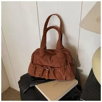 Вельветовая сумка женская большая вместимость 2024 новая осенне-зимняя повседневная универсальная сумка через плечо сумка для поездок на работу чёрный