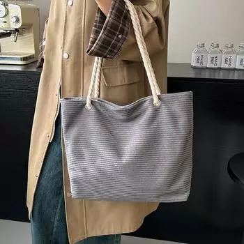 Вельветовая сумка женская большая вместительная сумка через плечо сумка Class Commuter Handbag серый