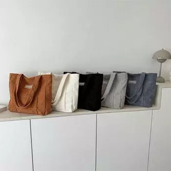 Вельветовая сумка женская сумка 2024 новая простая и модная большая вместительная литературная и художественная сумка через плечо сумка-тоут темно-серого