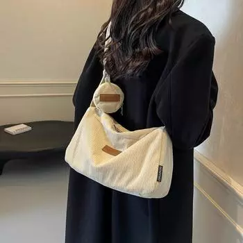 Вельветовая сумка женская сумка большая вместимость сумка через плечо хаки