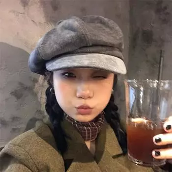 Вельветовая восьмиугольная шляпа подходит для квадратного и круглого лица, ретро-универсальная шляпа для маленького художника M56-58cm темно-коричневого