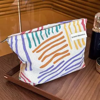 Вельветовая женская косметичка большой емкости, сумка для хранения косметики, дорожная портативная сумка-органайзер на молнии, сумка для мытья