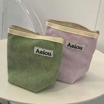 Вельветовая женская косметичка для губной помады, симпатичный мини-кошелек, дорожная сумка для гигиенических салфеток, косметичка на молнии, клатч для хранения туалетных принадлежностей фиолетовый