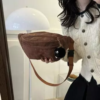 Вельветовая женская поясная сумка, холщовая студенческая сумка через плечо, нагрудная сумка 2024, модная поясная сумка для телефона, банановая женская поясная сумка жёлтый