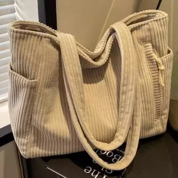 Вельветовая женская сумка-шоппер однотонные сумки для ланча прочные сумки для шопинга отпуск жёлтый