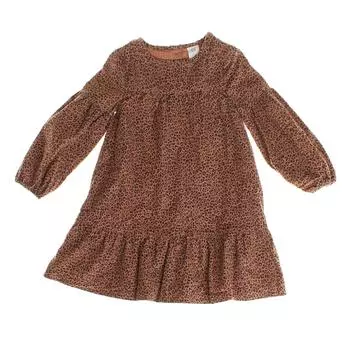 Платье из вельвета с принтом 453624 для девочек 2 AOS коричневый