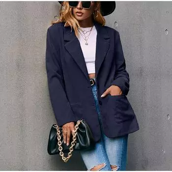 Вельветовое женское пальто осень-зима однотонное длинное пальто с карманами на пуговицах верхняя одежда для деловых женщин S армия зеленый