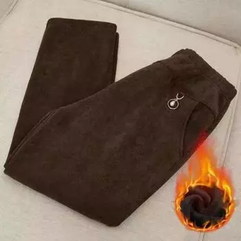 Вельветовые брюки для мам на весну и осень, новая верхняя одежда из утолщенного флиса для людей среднего и пожилого возраста, большие свободные полосатые брюки-трубы XL