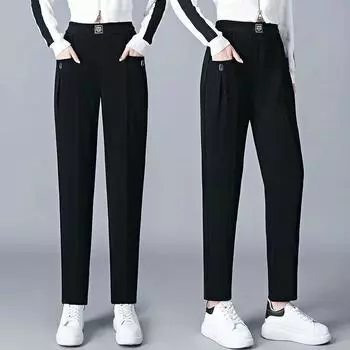 Вельветовые брюки Харлан осенне-зимняя одежда утолщенные флисовые брюки высокого класса для женщин среднего возраста свободные прямые брюки для мам M