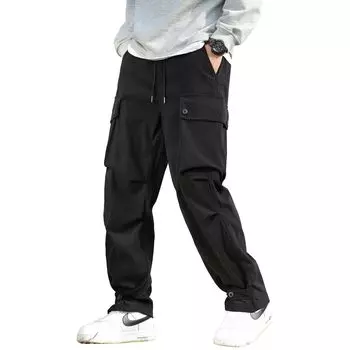 Вельветовые брюки-карго Sarouel, длинные, широкие, зауженные, эластичные, простые, осенние, длинные, легкие, облегающие, повседневные, черные, XL [Fasshonrida] Брюки, мужские брюки, штаны, брюки,