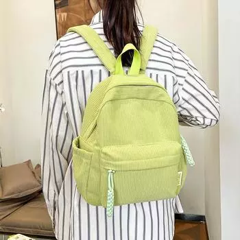 Вельветовые однотонные модные рюкзаки повседневные универсальные новые высококачественные женские сумки модные сумки через плечо 26x10x31cm чёрный