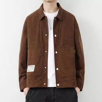 Вельветовые осенние новые мужские куртки повседневные свободные рабочие топы с лацканами мужские тенденции M