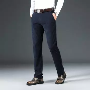 Вельветовые прямые повседневные брюки в стиле ретро для мужчин, новые весенние обычные свободные эластичные брюки со средней высокой талией 36 хаки