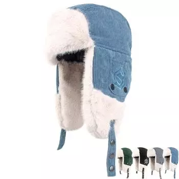 Вельветовые шапки-бомберы, мужская зимняя теплая шапка, защита ушей, лыжная кепка с напуском, женская шапка для верховой езды, летающая шапка, шапки Skullies темно-зеленого