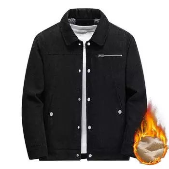 Вельветовые сто кадров установлены осенью Молодежь и средний возраст Мягкий деловой повседневный пиджак для папы с лацканами размера плюс XXXXXL чёрный