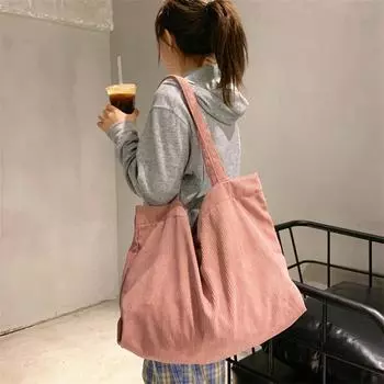 Вельветовые сумки-тоуты для женщин, сумочки для девочек-покупательниц, на молнии, экологически чистые, утолщенные, большой емкости, зимние сумки через плечо 51 x 32 x 10cm фиолетовый