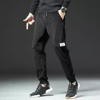 Вельветовые свободные повседневные брюки на весну и осень, мужские модные брендовые брюки Harun с большими карманами на шнуровке, удобные мужские брюки 28