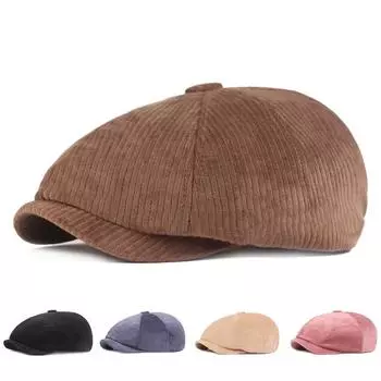 Вельветовый берет, женская восьмиугольная кепка, молодежная кепка вперед, мужская кепка газетчика, шляпы художников розовый