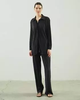 Вельветовый костюм-рубашка-брюки Черный костюм