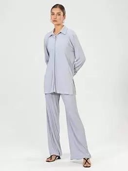 Вельветовый костюм-рубашка-брюки Серый костюм