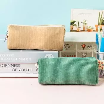 Вельветовый пенал, эстетичный пенал с застежкой-молнией, маленькая сумка для ручек, подарок для девочек, детей, школьных канцелярских принадлежностей, органайзер