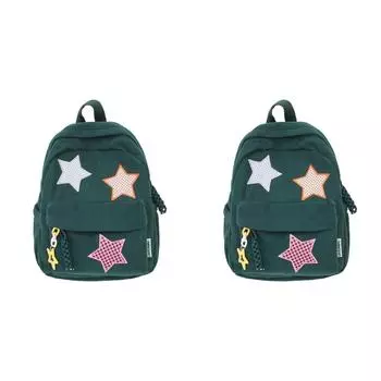 Вельветовый рюкзак Star Kawaii для женщин, модная школьная сумка (Темно-зеленый)