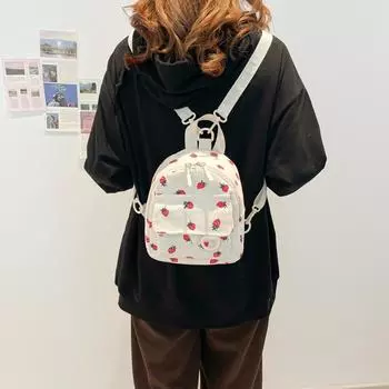 Вельветовый школьный рюкзак для девочек средних и старших классов и студентов колледжей, универсальный маленький рюкзак для девочек-клубничниц белый