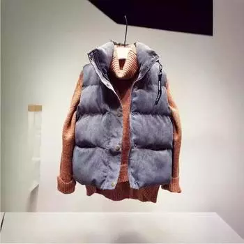 Вельветовый жилет женский 2024 осень-зима короткий в студенческом стиле универсальный повседневный модный жилет хлопковая куртка жилет куртка S абрикосовый