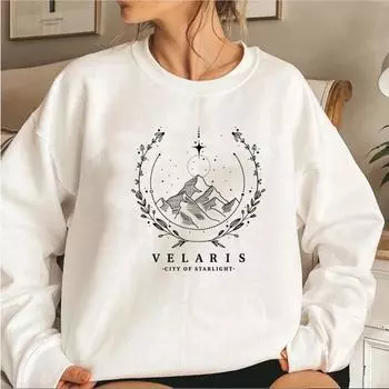 Velaris Толстовка The Night Court Hoodies Court of Thorns and Roses Толстовка Женская толстовка с капюшоном SJM City of Starlight Pullovers Top S серый
