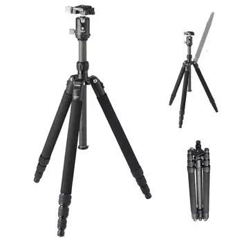Velbon Travel Carbon Tripod 4 Tier Carmagne N443 TT AZ Leg 24mm Reversible Storage Compatible Shoe Included Free Head Set Carbon Legs Black Diameter