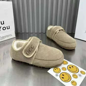 Velcro 2024 новые однопедальные туфли Mary Jane из бархата с хлопковой сумкой на голове, модные универсальные теплые туфли Doudou 35 малиновый
