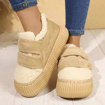 Velcro 2024 зимние женские домашние тапочки на толстой подошве из хлопка, верхняя одежда, нескользящая, импортная торговля, плюшевая хлопковая обувь для женщин 36 малиновый