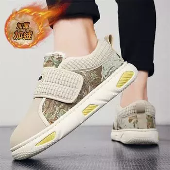 Velcro cotton shoes low-top non-slip piled thickened trendy men s shoes teen winter outdoor casual shoes men 39