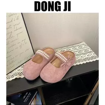 Velcro flat Mary Jane shoes women s spring 2025 versatile not tired feet soft sole single shoes fairy wind Doudou shoes 35 розовый