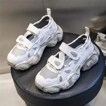 Velcro leather women s shoes 2025 new summer casual single shoes dad sports shoes women s suction film sole shoes children 35